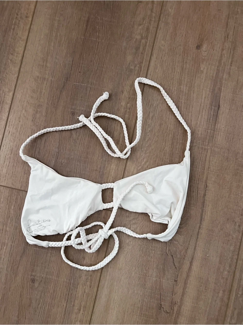 Frankie's Bikinis White Rope-Tie Triangle Bikini Top